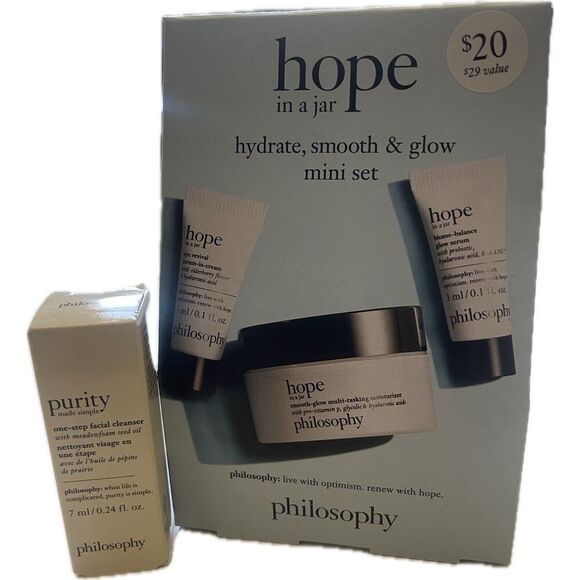 Philosophy Hope In A Jar Hydrate Smooth & Glow Mini Set for Unisex-3 Pc Kit Set - Picture 1 of 2